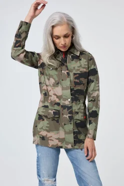 Women Scamp & Dude Khaki Camo Print Organic Cotton Utility Jacket