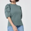 Women Scamp & Dude Khaki Pintuck Sleeve T-Shirt