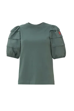 Women Scamp & Dude Khaki Pintuck Sleeve T-Shirt