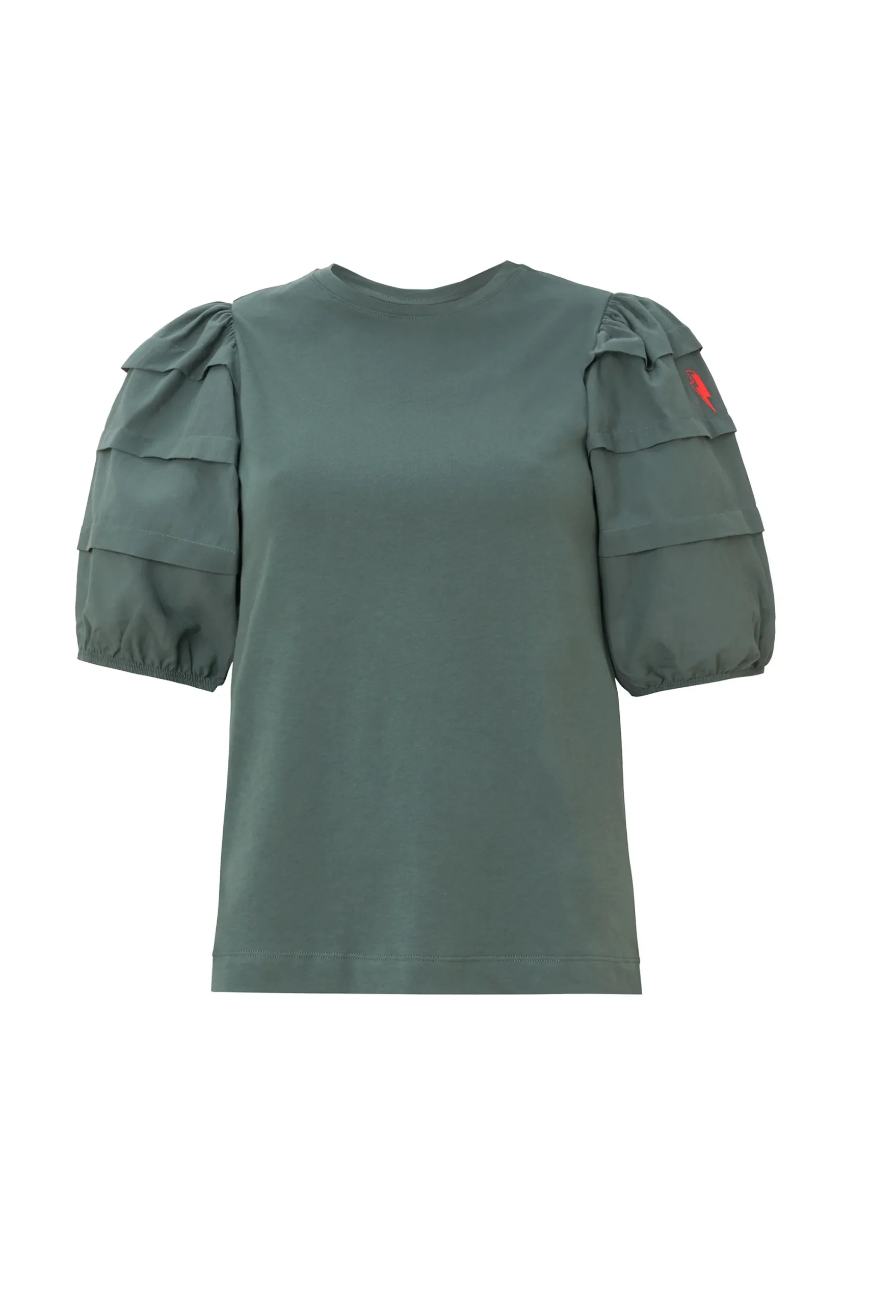 Women Scamp & Dude Khaki Pintuck Sleeve T-Shirt