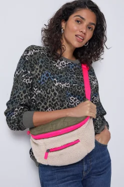 Women Scamp & Dude Khaki Quilted with Borg Bum Bag