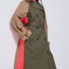 Women Scamp & Dude Khaki with Camel and Coral Colourblock Trench Coat