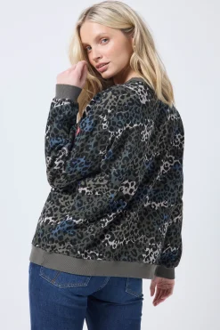 Women Scamp & Dude Khaki with Green Wild Camo Oversized Sweatshirt