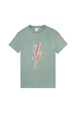 Women Scamp & Dude Khaki with Multi Coloured Sequin and Foil Lightning Bolt T-Shirt