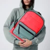 Women Scamp & Dude Khaki with Neon Coral Puffer Backpack