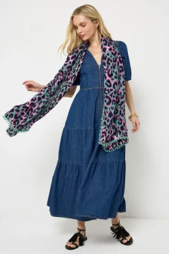 Women Scamp & Dude Khaki with Pink and Black Shadow Leopard Charity Super Scarf