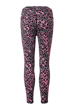 Women Scamp & Dude Khaki with Pink and Black Shadow Leopard 7/8 Length Active Leggings