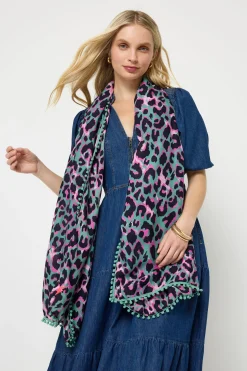 Women Scamp & Dude Khaki with Pink and Black Shadow Leopard Charity Super Scarf