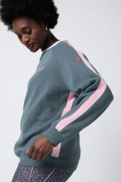 Women Scamp & Dude Khaki with Pink Colourblock Relaxed Sweatshirt