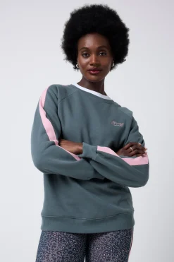 Women Scamp & Dude Khaki with Pink Colourblock Relaxed Sweatshirt