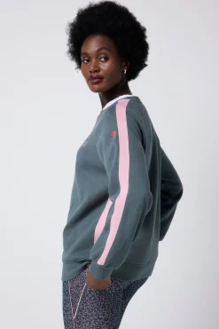 Women Scamp & Dude Khaki with Pink Colourblock Relaxed Sweatshirt