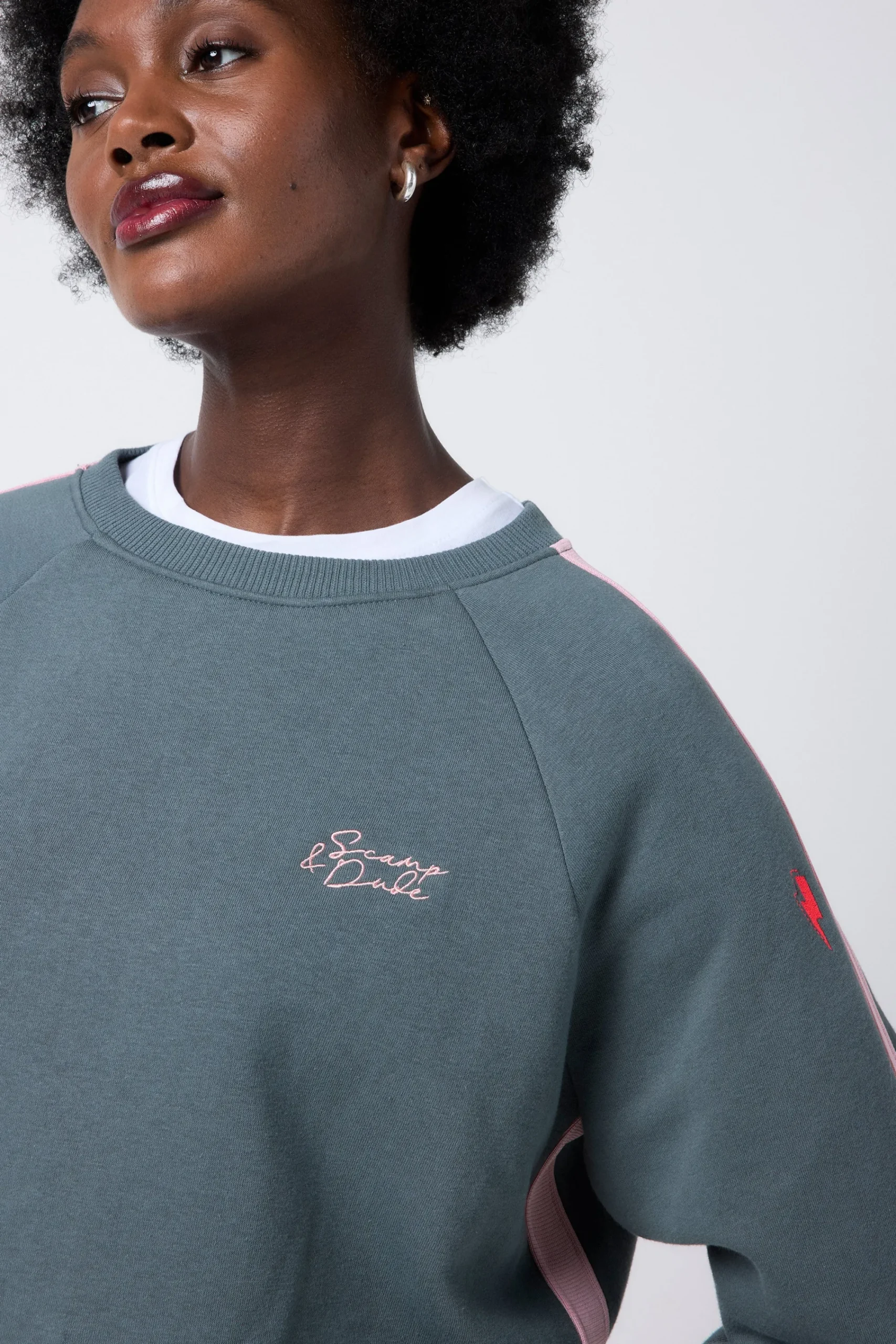 Women Scamp & Dude Khaki with Pink Colourblock Relaxed Sweatshirt