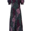 Women Scamp & Dude Khaki with Pink Spliced Leopard Flute Sleeve Midi Tea Dress