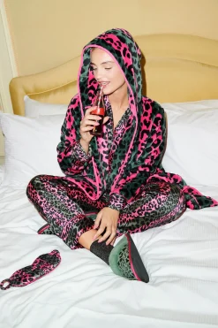 Women Scamp & Dude Khaki with Pink Stripe and Leopard Dressing Gown