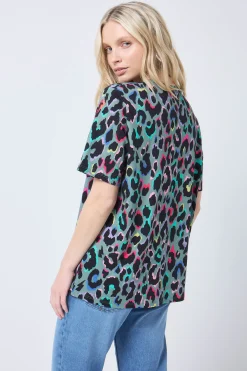 Women Scamp & Dude Khaki with Rainbow Shadow Leopard T-Shirt