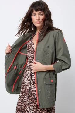 Women Scamp & Dude Khaki with Studded Bolt Utility Jacket