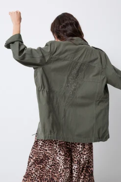 Women Scamp & Dude Khaki with Studded Bolt Utility Jacket