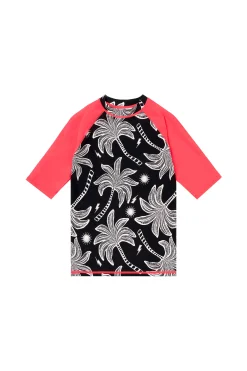 Women Scamp & Dude Kids Black with Off White Palm Spring Rash Vest