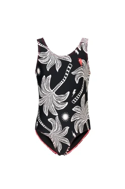 Women Scamp & Dude Kids Black with Off White Palm Spring Swimsuit