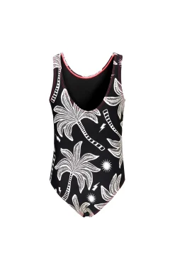 Women Scamp & Dude Kids Black with Off White Palm Spring Swimsuit
