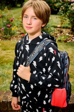 Women Scamp & Dude Kids Black with White Bolt Hoodie