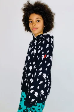 Women Scamp & Dude Kids Black with White Bolt Hoodie
