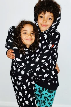 Women Scamp & Dude Kids Black with White Bolt Hoodie