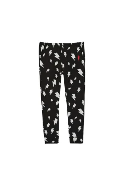 Women Scamp & Dude Kids Black with White Lightning Bolt Joggers
