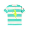Women Scamp & Dude Kids Green and White Stripe with Yellow Bolt Oversized T-Shirt