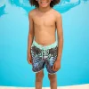 Women Scamp & Dude Kids Green with Blue and Black Tropical Swim Shorts