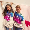Women Scamp & Dude Kids Grey Bubble Graffiti Slogan Oversized Drop-Sleeve Hoodie