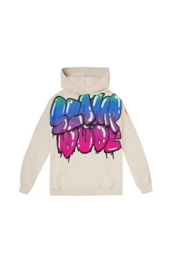 Women Scamp & Dude Kids Grey Bubble Graffiti Slogan Oversized Drop-Sleeve Hoodie
