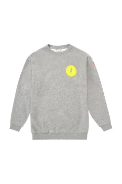 Women Scamp & Dude Kids Grey Marl Logo and Yellow Smiley Face Print Relaxed Sweatshirt