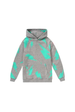 Women Scamp & Dude Kids Grey Marl with Turquoise Mega Lightning Bolt Hoodie