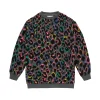 Women Scamp & Dude Kids Grey with Rainbow Shadow Leopard Oversized Sweatshirt