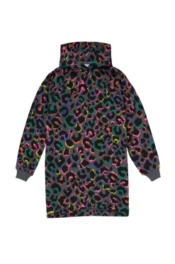 Women Scamp & Dude Kids Grey with Rainbow Shadow Leopard Longer Line Hoodie