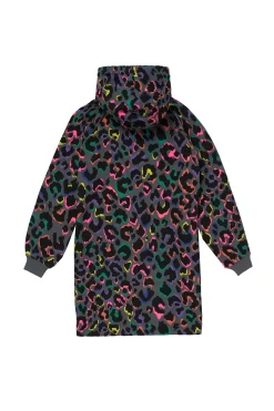 Women Scamp & Dude Kids Grey with Rainbow Shadow Leopard Longer Line Hoodie