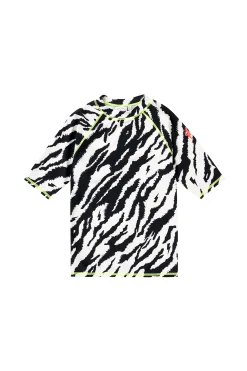 Women Scamp & Dude Kids Ivory with Black Shadow Tiger Rash Vest