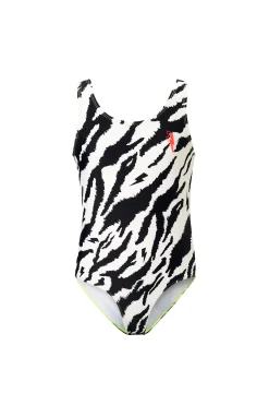 Women Scamp & Dude Kids Ivory with Black Shadow Tiger Swimsuit