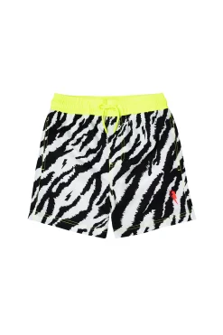Women Scamp & Dude Kids Ivory with Black Shadow Tiger Swim Shorts