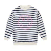 Women Scamp & Dude Kids Ivory with Bright Blue Stripe and Smiley Slogan Oversized Sweatshirt