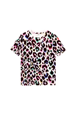 Women Scamp & Dude Kids Ivory with Rainbow Shadow Leopard Classic T-Shirt