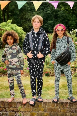 Women Scamp & Dude Kids Khaki Camo Print with Smiley Face Hoodie