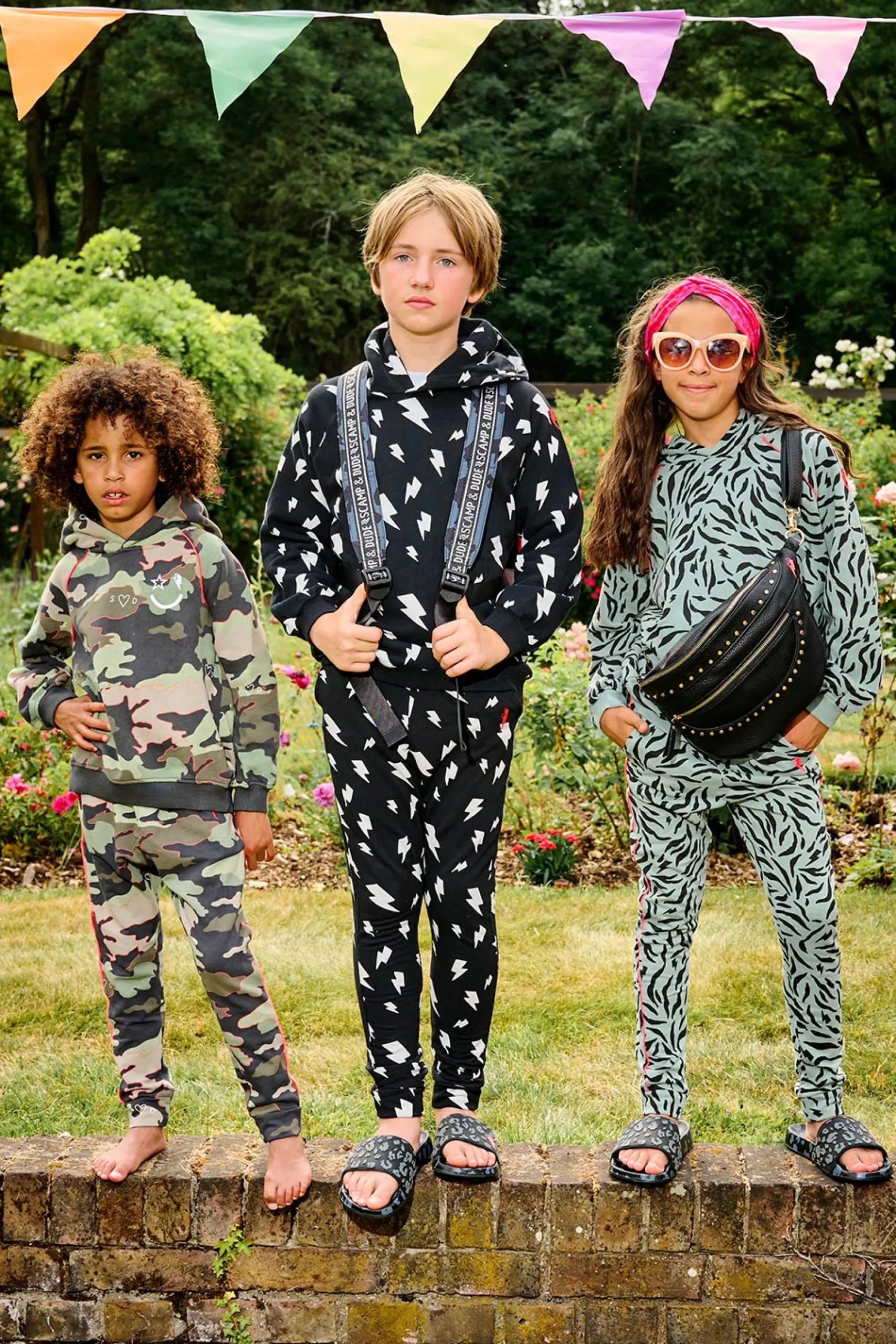 Women Scamp & Dude Kids Khaki Camo Print with Smiley Face Hoodie