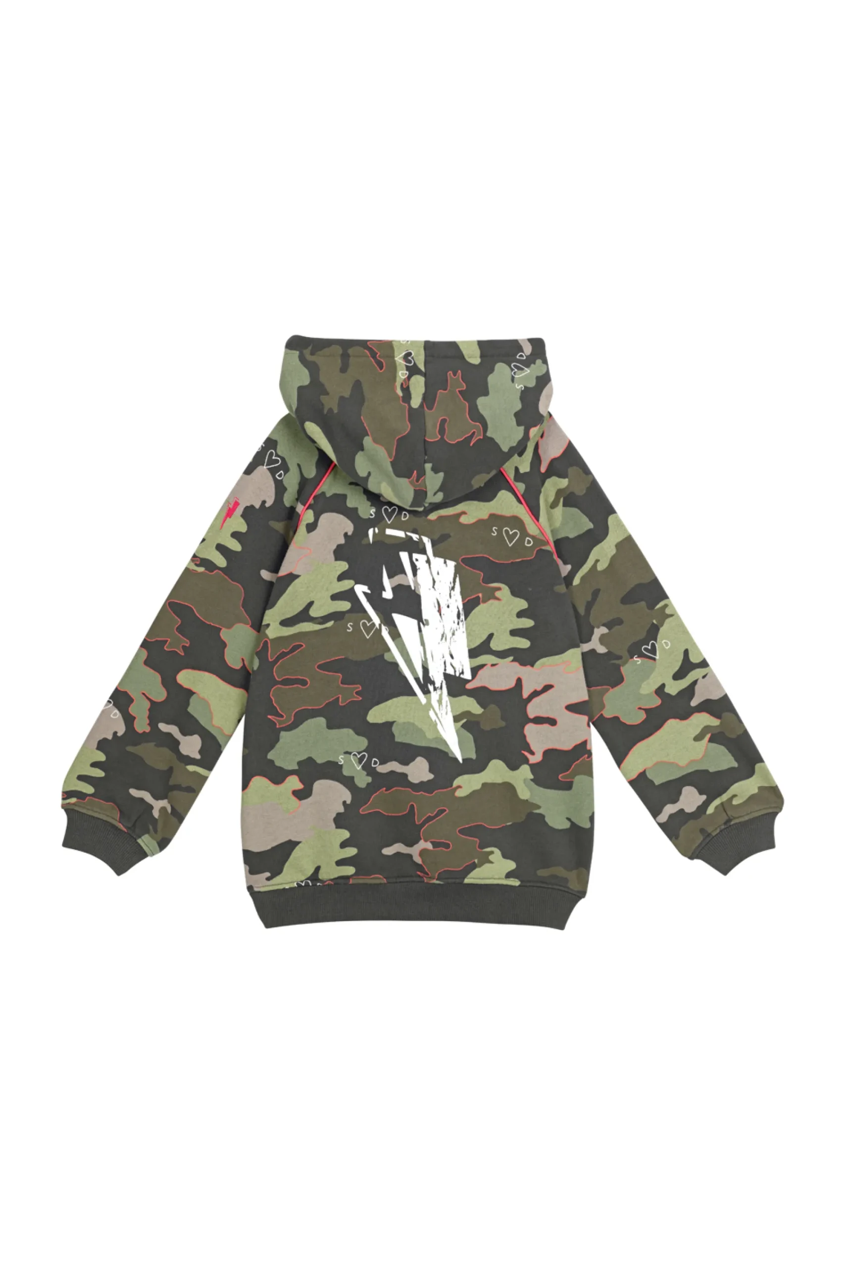 Women Scamp & Dude Kids Khaki Camo Print with Smiley Face Hoodie