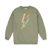 Women Scamp & Dude Kids Khaki with Rainbow Lightning Bolt Oversized Sweatshirt