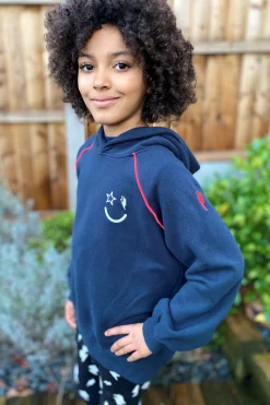 Women Scamp & Dude Kids Navy Smiley Face Logo Hoodie