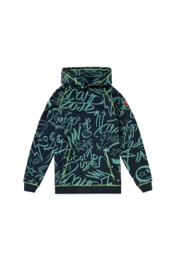 Women Scamp & Dude Kids Navy with Khaki Graffiti Oversized Hoodie