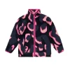 Women Scamp & Dude Kids Navy with Pink Mega Shadow Leopard Button Through Fleece Jacket