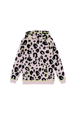 Women Scamp & Dude Kids Pale Peach with Black Leopard Oversized Hoodie